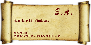 Sarkadi Ambos névjegykártya